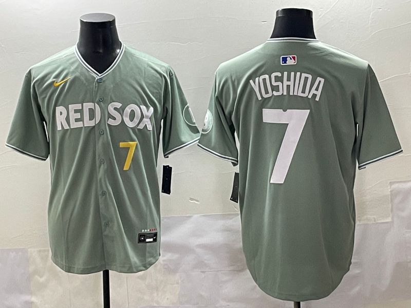 Men 2025 Boston Red Sox #7 Yoshida Light Green Joint Name Nike MLB Jersey style 5->boston red sox->MLB Jersey